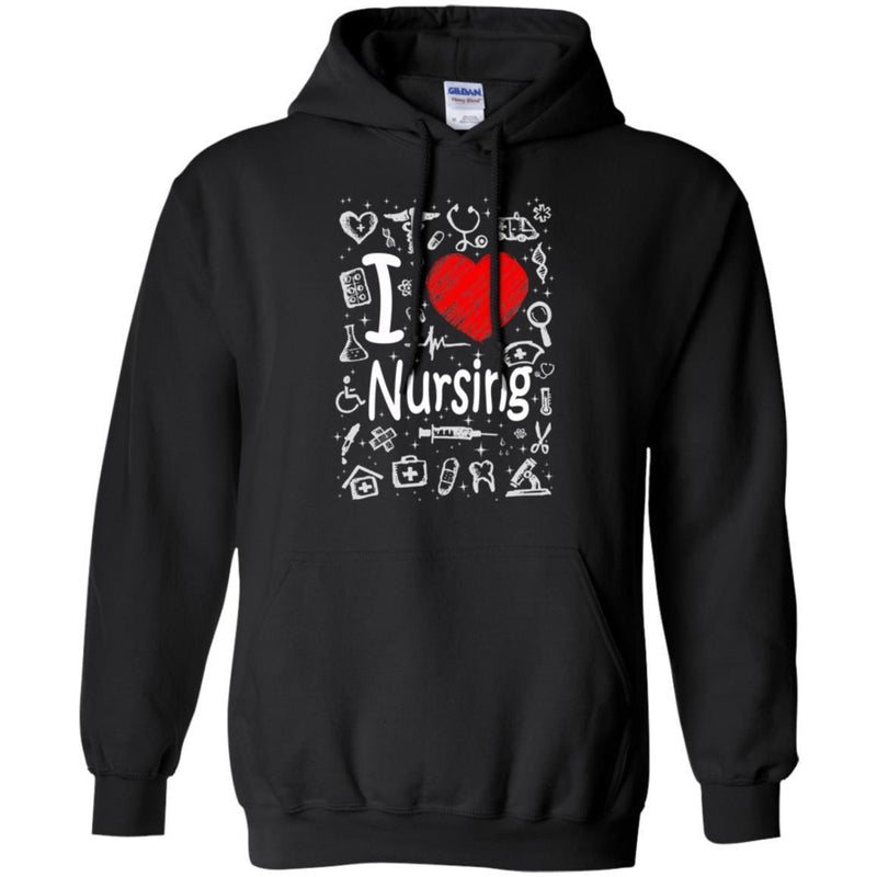 Nurse T-Shirt I Love Nursing Heart Heartbeat Funny Gift Nurse Shirts CustomCat