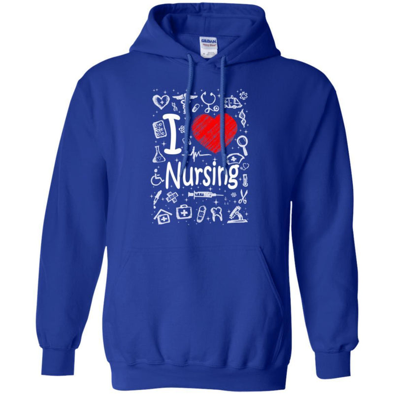 Nurse T-Shirt I Love Nursing Heart Heartbeat Funny Gift Nurse Shirts CustomCat
