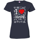 Nurse T-Shirt I Love Nursing Heart Heartbeat Funny Gift Nurse Shirts CustomCat