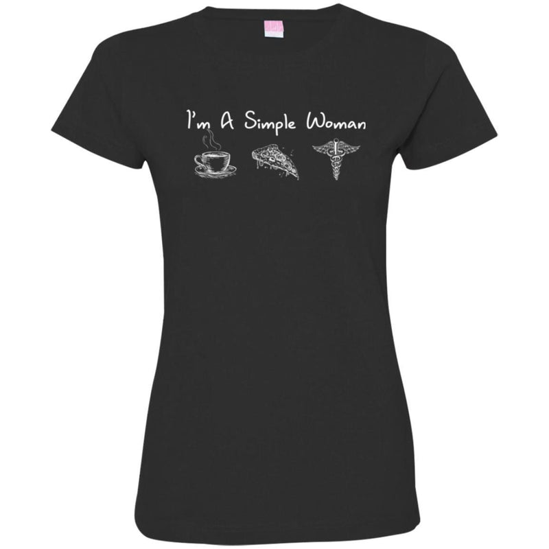 Nurse T-Shirt I'm A Simple Woman Coffee Pizza Funny Gift Nurse Shirts CustomCat
