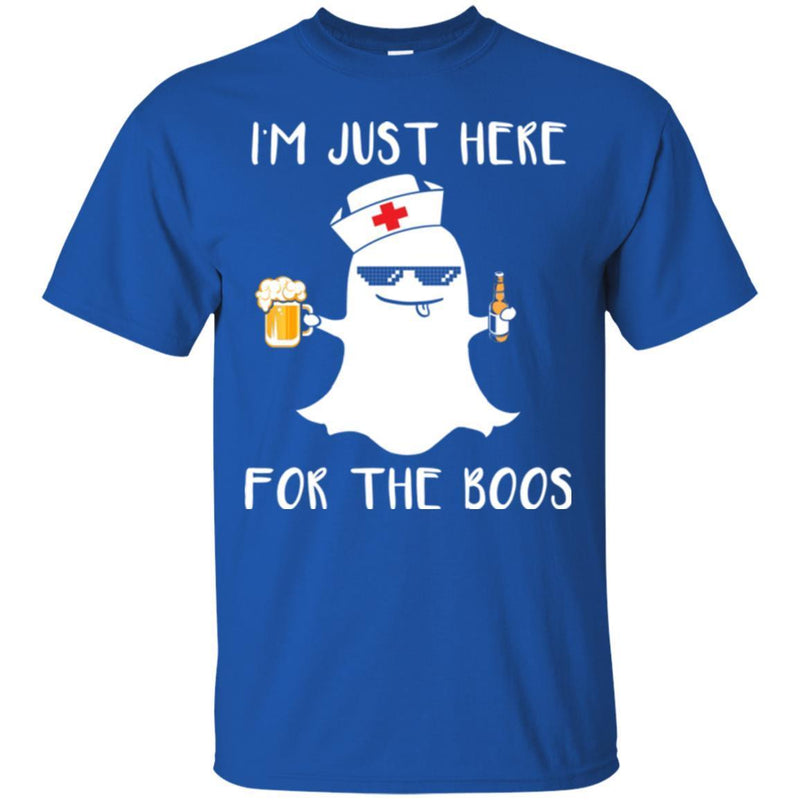 Nurse T-Shirt I'm Just Here For The Boos Beer Halloween Funny Gift Tees Medical Shirts CustomCat