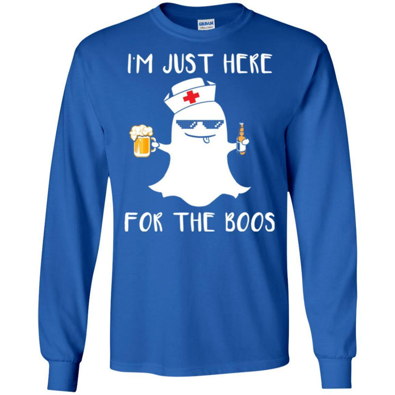 Nurse T-Shirt I'm Just Here For The Boos Beer Halloween Funny Gift Tees Medical Shirts CustomCat