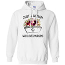 Nurse T-Shirt Just A Woman Who Loves Nursing Flowers Shirts CustomCat