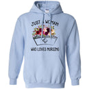 Nurse T-Shirt Just A Woman Who Loves Nursing Flowers Shirts CustomCat