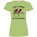 Nurse T-Shirt Just A Woman Who Loves Nursing Flowers Shirts CustomCat