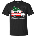 Nurse T-Shirt Merry Christmas Tree Ambulance Funny Gift Nurse T Shirts CustomCat