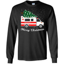 Nurse T-Shirt Merry Christmas Tree Ambulance Funny Gift Nurse T Shirts CustomCat