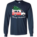 Nurse T-Shirt Merry Christmas Tree Ambulance Funny Gift Nurse T Shirts CustomCat