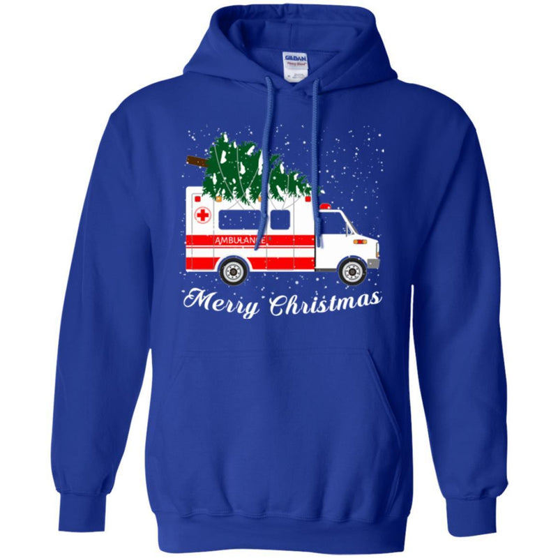 Nurse T-Shirt Merry Christmas Tree Ambulance Funny Gift Nurse T Shirts CustomCat