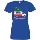 Nurse T-Shirt Merry Christmas Tree Ambulance Funny Gift Nurse T Shirts CustomCat