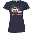 Nurse T-Shirt Merry Christmas Tree Ambulance Funny Gift Nurse T Shirts CustomCat