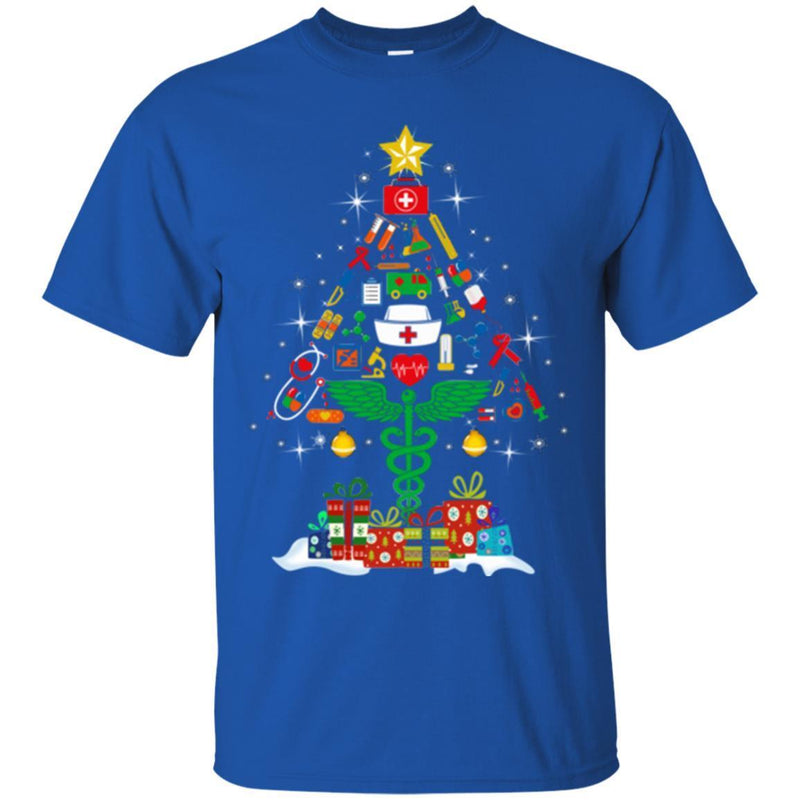 Nurse T-Shirt Merry Christmas Tree Nurse Funny Gift Tees Nurse Shirts CustomCat