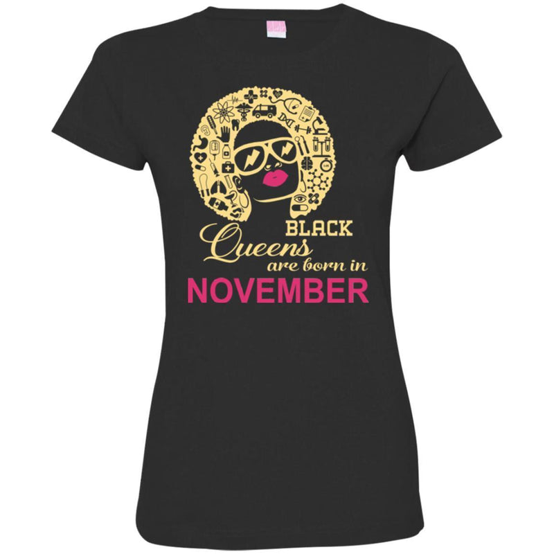 Nurse T-Shirt Nurse Black Queens Are Born In November Funny Gift Nurse Shirts CustomCat
