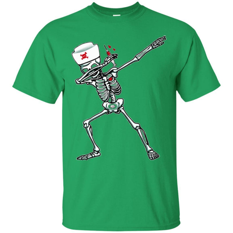 Nurse T-Shirt Nurse Skeleton Dabbing Handing Syringe Funny Gift Tees Medical Shirts CustomCat