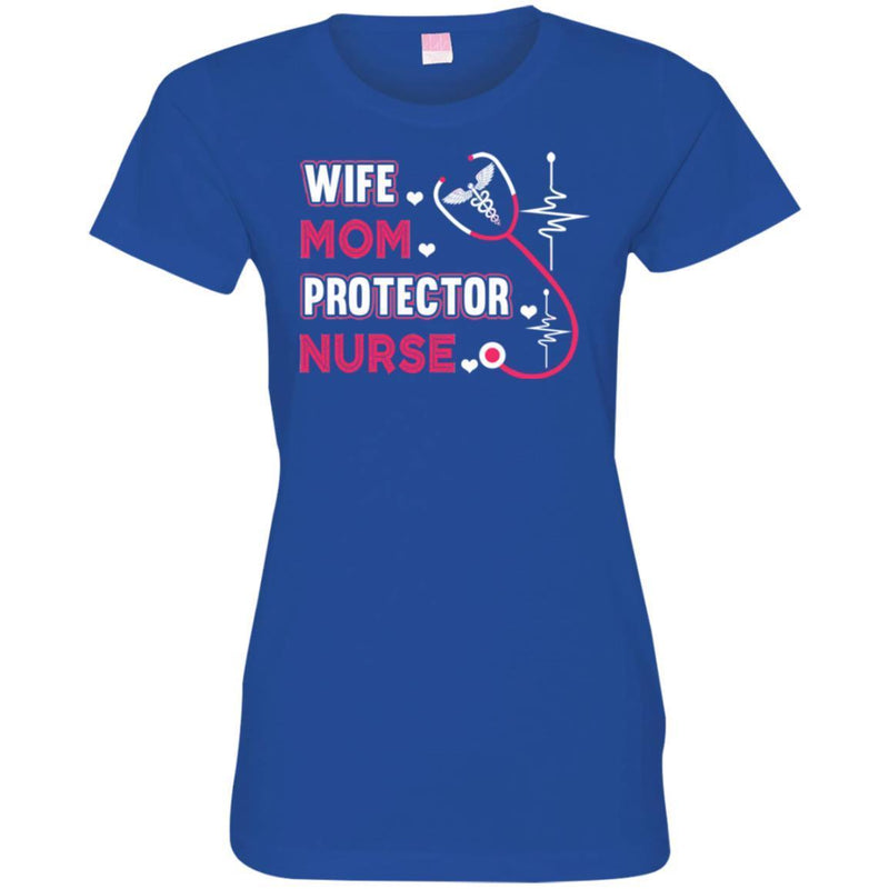 Nurse T-Shirt Wife Mom Protector Nurse Heartbeat Stethoscopes Funny Gift Nurse T Shirts CustomCat