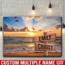 Sunset Over The Beach Ocean Sunset Color Personalized Multi-Names Premium Canvas