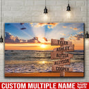 Sunset Over The Beach Ocean Sunset Color Personalized Multi-Names Premium Canvas