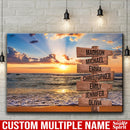 Sunset Over The Beach Ocean Sunset Color Personalized Multi-Names Premium Canvas