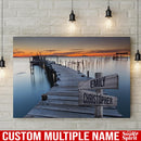 Ocean Dock Color Personalized Multi-Names Canvas Family - CANLA75 - CustomCat