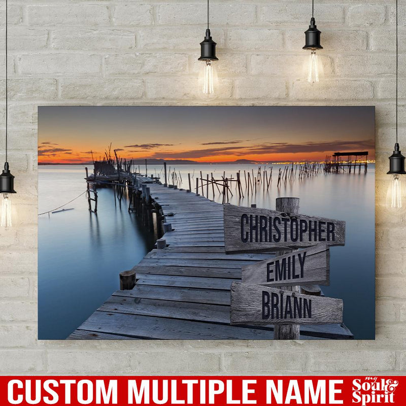 Ocean Dock Color Personalized Multi-Names Canvas Family - CANLA75 - CustomCat