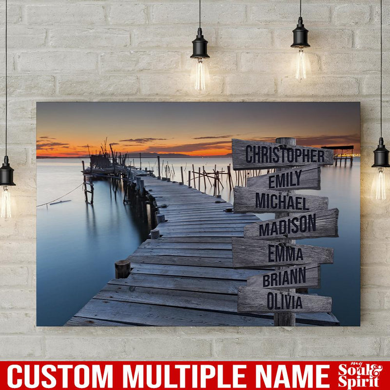 Ocean Dock Color Personalized Multi-Names Canvas Family - CANLA75 - CustomCat