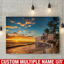 Ocean Sunset Color Personalized Multi-Names Canvas Family - CANLA75 - CustomCat