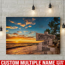 Ocean Sunset Color Personalized Multi-Names Canvas Family - CANLA75 - CustomCat