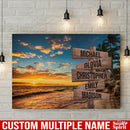 Ocean Sunset Color Personalized Multi-Names Canvas Family - CANLA75 - CustomCat