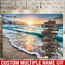 Ocean Sunset Color Personalized Multi-Names Canvas Home Decor Family - CANLA75 - CustomCat