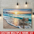 Ocean Sunset Color Personalized Multi-Names Canvas Home Decor Family - CANLA75 - CustomCat