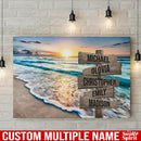 Ocean Sunset Color Personalized Multi-Names Canvas Home Decor Family - CANLA75 - CustomCat