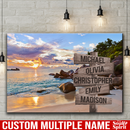 Ocean Sunset Multi Names Premium Canvas Crossroads Personalized Canvas Wall Art - Family Street Sign Family Name Art Canvas For Home Decor Custom Canvas Family - CANLA75 - CustomCat