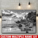 Ocean Sunset Multi Names Premium Canvas Crossroads Personalized Canvas Wall Art - Family Street Sign Family Name Art Canvas For Home Decor Custom Canvas Family - CANLA75 - CustomCat