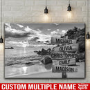 Ocean Sunset Multi Names Premium Canvas Crossroads Personalized Canvas Wall Art - Family Street Sign Family Name Art Canvas For Home Decor Custom Canvas Family - CANLA75 - CustomCat