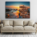 Ocean Sunset Multi Names Premium Canvas Crossroads Personalized Wall Art - Family Street Sign Family Name Art Canvas For Home Decor Personalized Canvas Family - CANLA75 - CustomCat