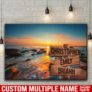 Ocean Sunset Multi Names Premium Canvas Crossroads Personalized Wall Art - Family Street Sign Family Name Art Canvas For Home Decor Personalized Canvas Family - CANLA75 - CustomCat