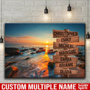 Ocean Sunset Multi Names Premium Canvas Crossroads Personalized Wall Art - Family Street Sign Family Name Art Canvas For Home Decor Personalized Canvas Family - CANLA75 - CustomCat