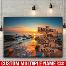 Ocean Sunset Multi Names Premium Canvas Crossroads Personalized Wall Art - Family Street Sign Family Name Art Canvas For Home Decor Personalized Canvas Family - CANLA75 - CustomCat
