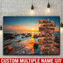 Ocean Sunset Multi Names Premium Canvas Crossroads Personalized Wall Art - Family Street Sign Family Name Art Canvas For Home Decor Personalized Canvas Family - CANLA75 - CustomCat