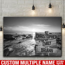 Ocean Sunset Multi Names Premium Canvas Crossroads Personalized Wall Art - Family Street Sign Family Name Art Canvas For Home Decor Personalized Canvas Family - CANLA75 - CustomCat