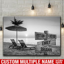 Ocean Sunset Multi Names Premium Canvas - Family Street Sign Family Name Art Canvas For Home Decor Personalized Canvas Wall Art - Customized Canvas Family - CANLA75 - CustomCat