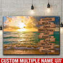 Ocean Sunset Multi Names Premium Canvas - Family Street Sign Family Name Art Canvas For Home Decor Personalized Canvas Wall Art - Customized Canvas Family - CANLA75 - CustomCat