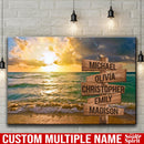 Ocean Sunset Multi Names Premium Canvas - Family Street Sign Family Name Art Canvas For Home Decor Personalized Canvas Wall Art - Customized Canvas Family - CANLA75 - CustomCat