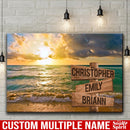 Ocean Sunset Multi Names Premium Canvas - Family Street Sign Family Name Art Canvas For Home Decor Personalized Canvas Wall Art - Customized Canvas Family - CANLA75 - CustomCat