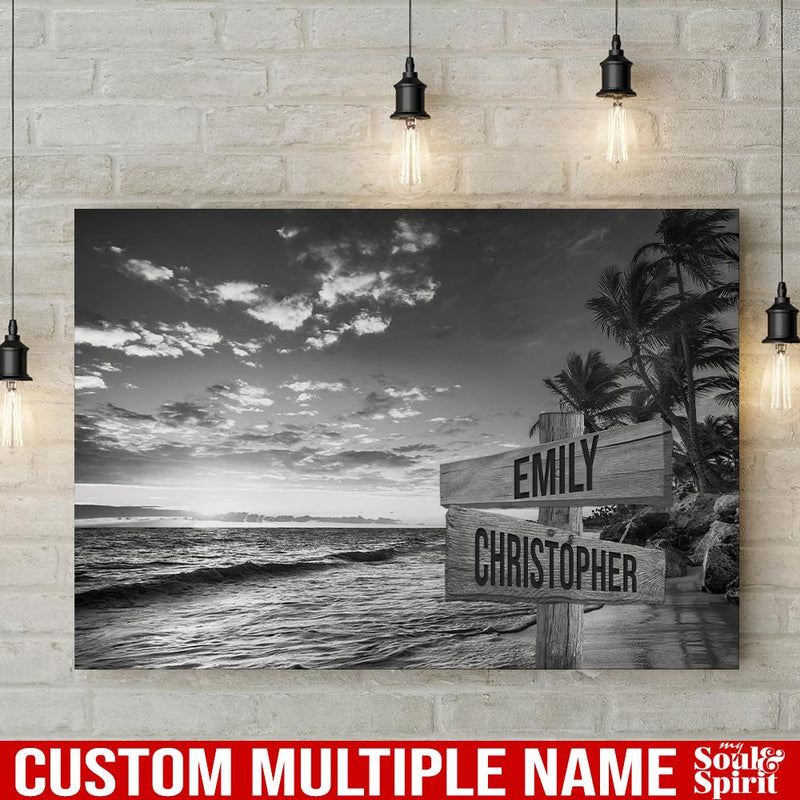 Ocean Sunset Personalized Multi-Names Canvas Family - CANLA75 - CustomCat