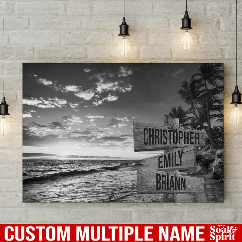 Ocean Sunset Personalized Multi-Names Canvas Family - CANLA75 - CustomCat