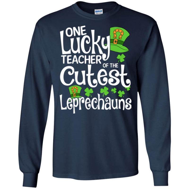 One Lucky Teacher Of The Cutest Leprechauns Shamrock Funny Gifts Patrick's Day T-Shirt CustomCat