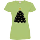Owl T-Shirt Black Owl Christmas Tree Star Above Tee Shirt CustomCat