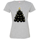 Owl T-Shirt Black Owl Christmas Tree Star Above Tee Shirt CustomCat