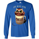 Owl T-Shirt Life Begins After Coffee With Cute Owl in a Cup Tees Funny Gift Tee Shirt CustomCat